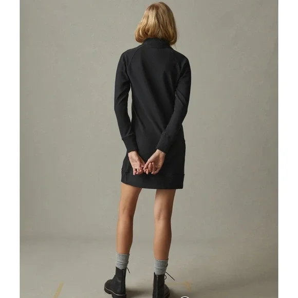 NWOT American Giant Women's Moto Dress M Black Long Sleeve Athleisure - Picture 2 of 13